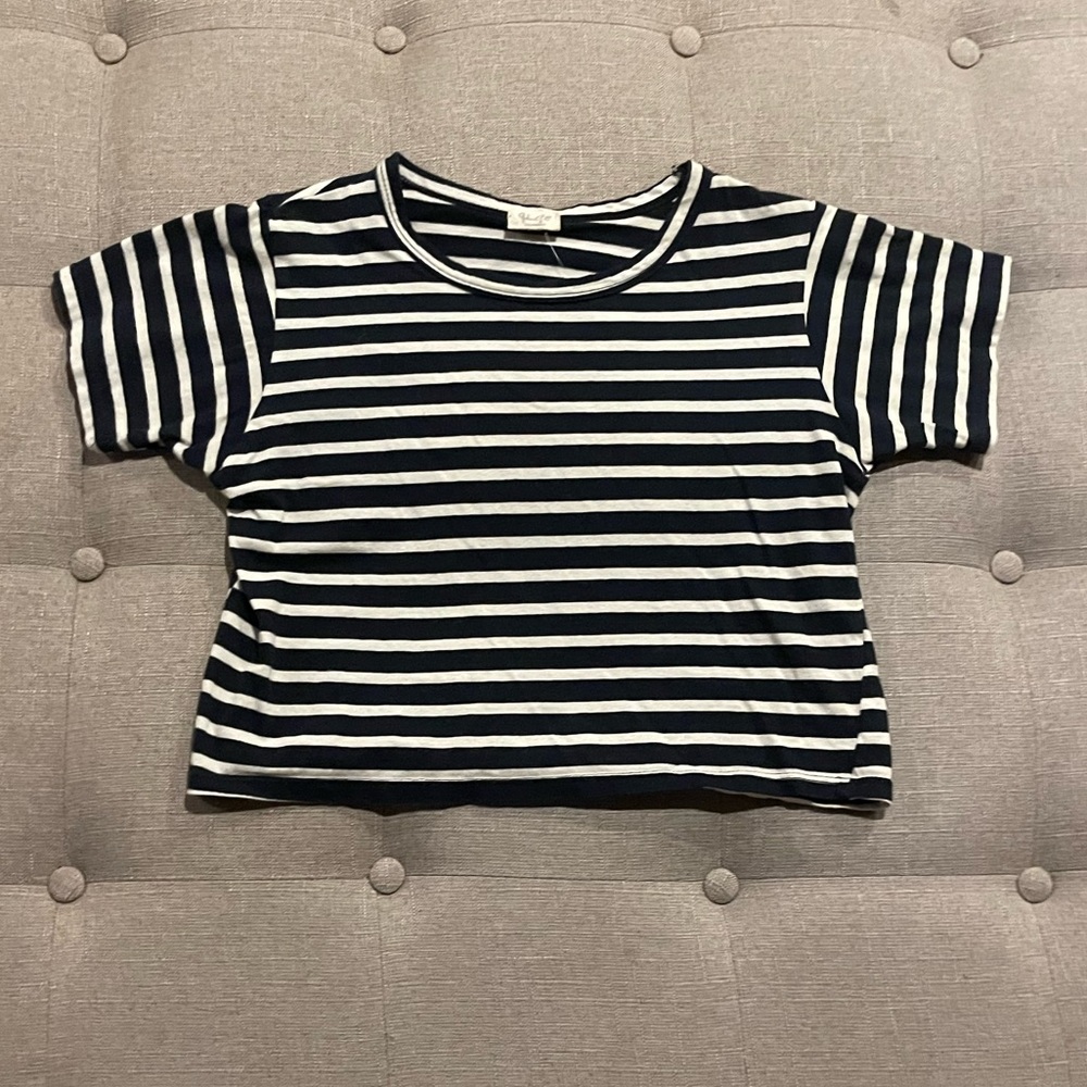 Brandy Melville Black and White Striped Crop Top